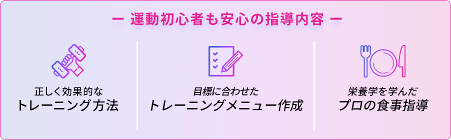 ー 運動初心者も安心の指導内容 ー