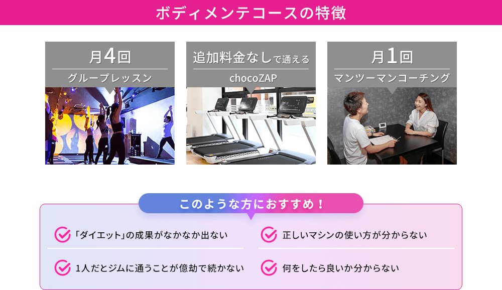 ボディメンテコースの特徴