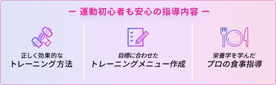 運動初心者も安心の指導内容