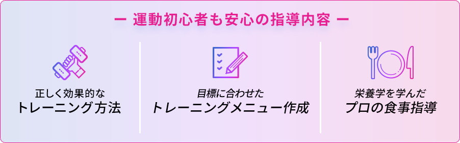 ー 運動初心者も安心の指導内容 ー