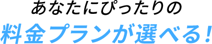 あなたにぴったりの料金プランが選べる！