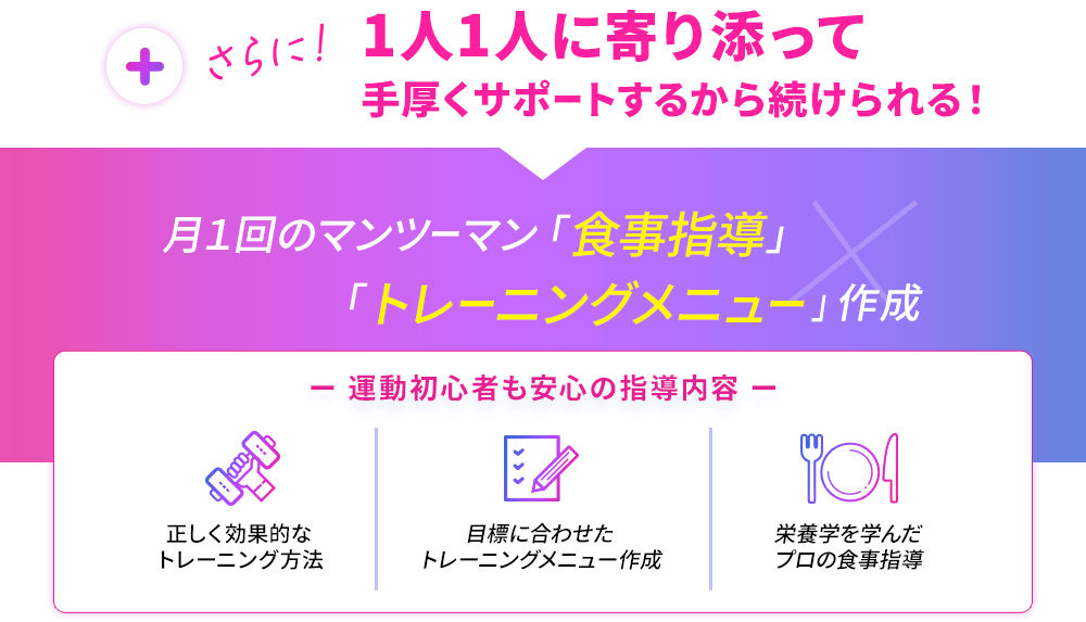 1人1人に寄り添って手厚くサポートするから続けられる